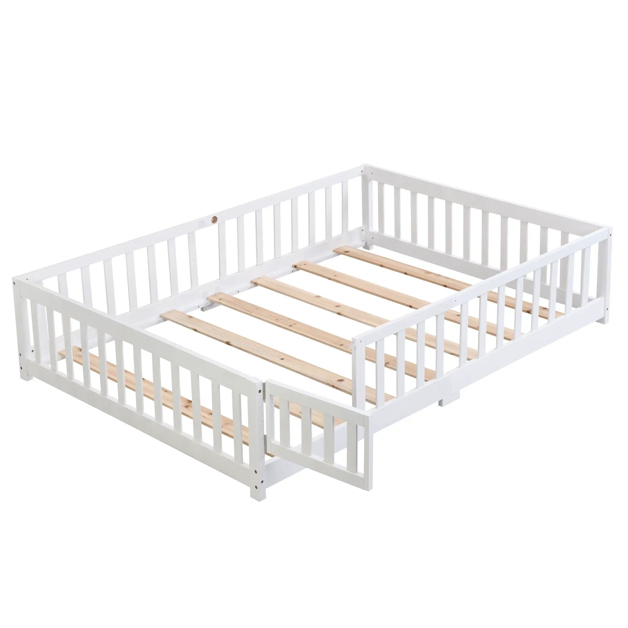 Solid Wood Floor Bed With Door And Fence For Children by Unique Piece Furniture