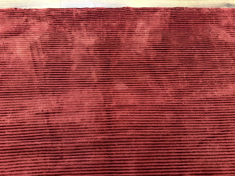 Modern Tibetan Rug 8x10, Red, Stripes, Handmade Wool Thick Pile Carpet by Jewel Rugs