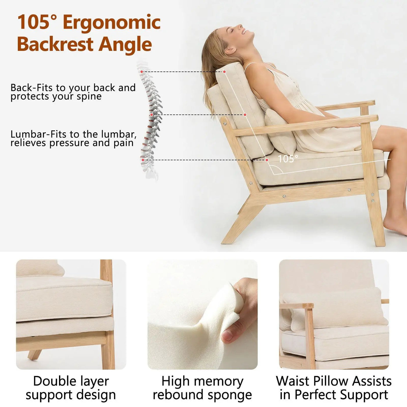 Living Room Chair With Lumbar Pillow by HouseOfZazla