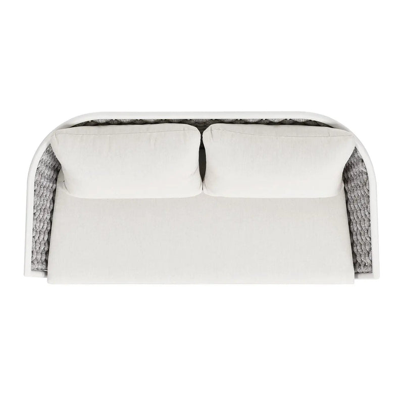 Rowan - Rope Barrel Back Patio Conversation Loveseat Sofa - Optic White by HouseOfZazla