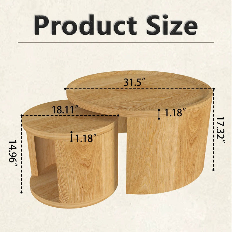 Round Nesting Coffee Table Set of 2 by HouseOfZazla