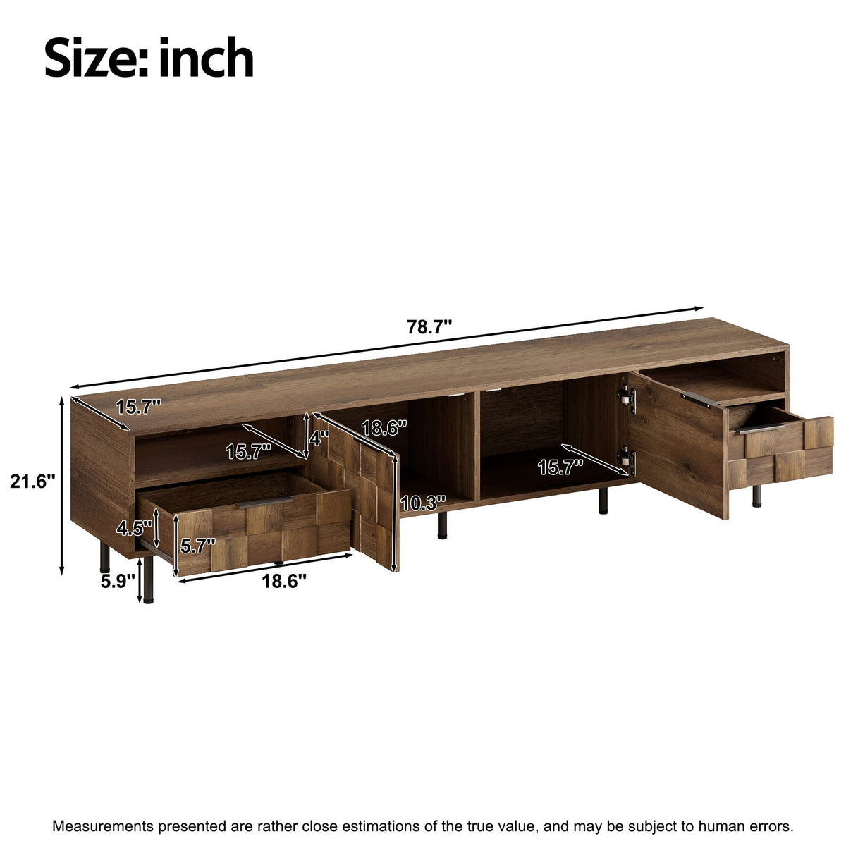 Natural Finish TV Stand with 2 Drawers for TVs Up to 85", photo 2 of 4