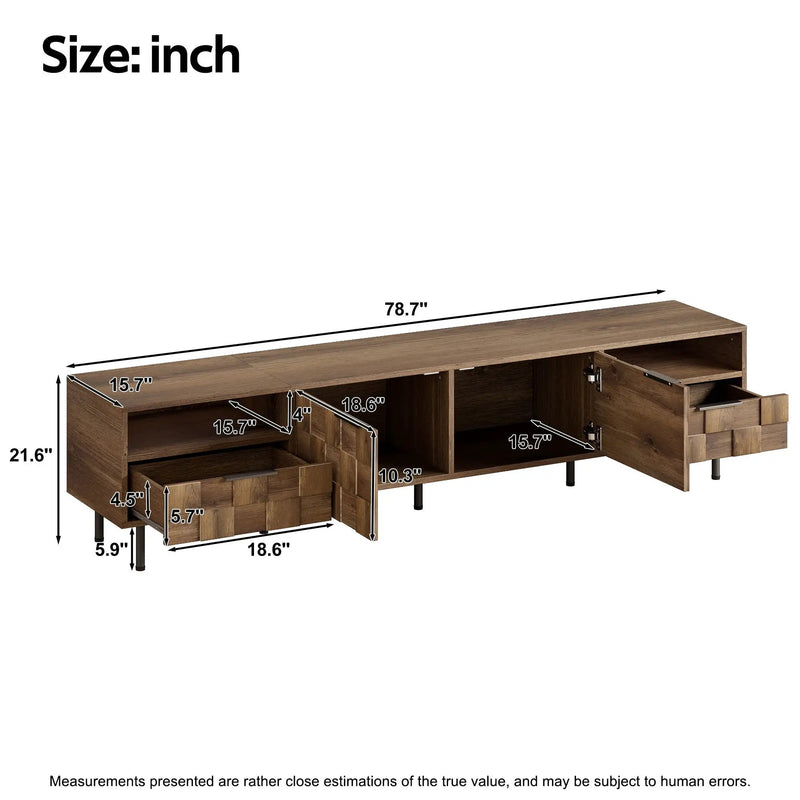 TV Stand With 2 Drawers, Media Console Table For TVs Up To 85'' - Natural by Unique Piece Furniture