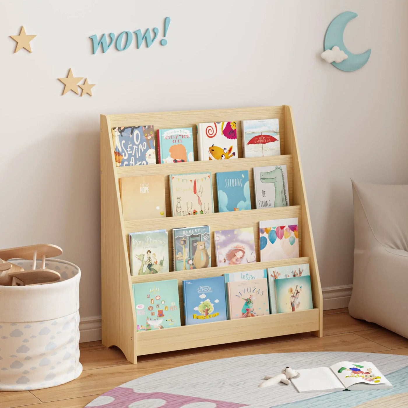 4 Tier Bookshelf, Toddler Book Display Shelves by HouseOfZazla