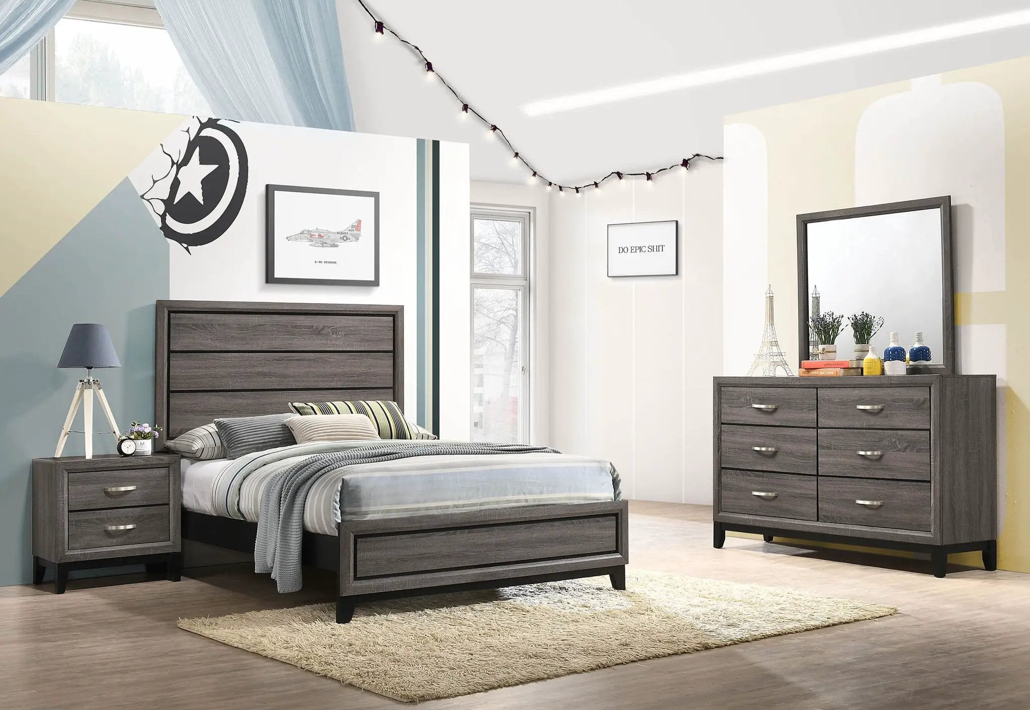 Watson Four-piece Full Bedroom Set Grey Oak by Unique Piece Furniture