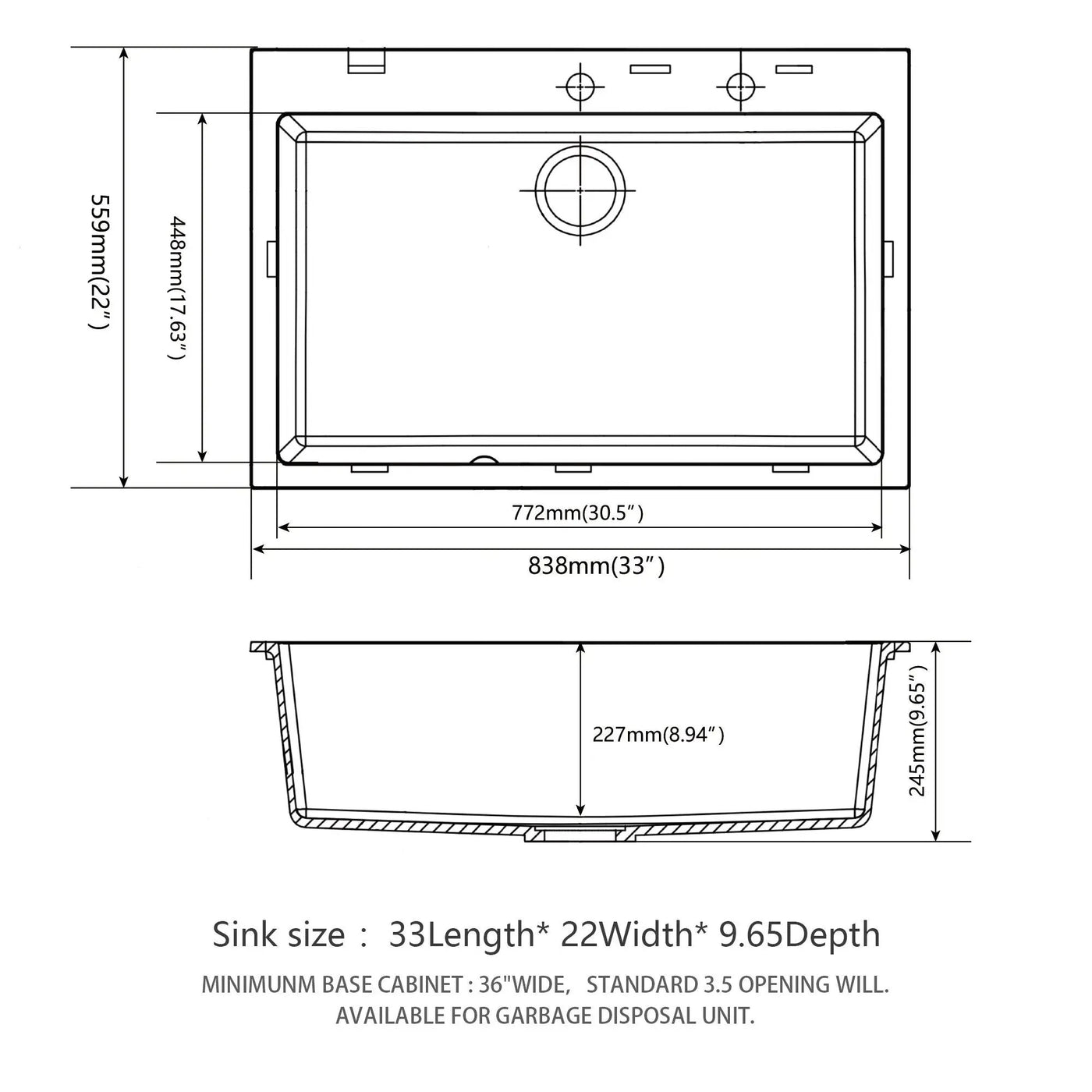 Quartz Kitchen Sink, Granite Composite, Drop In Sink With Durable Design by HouseOfZazla