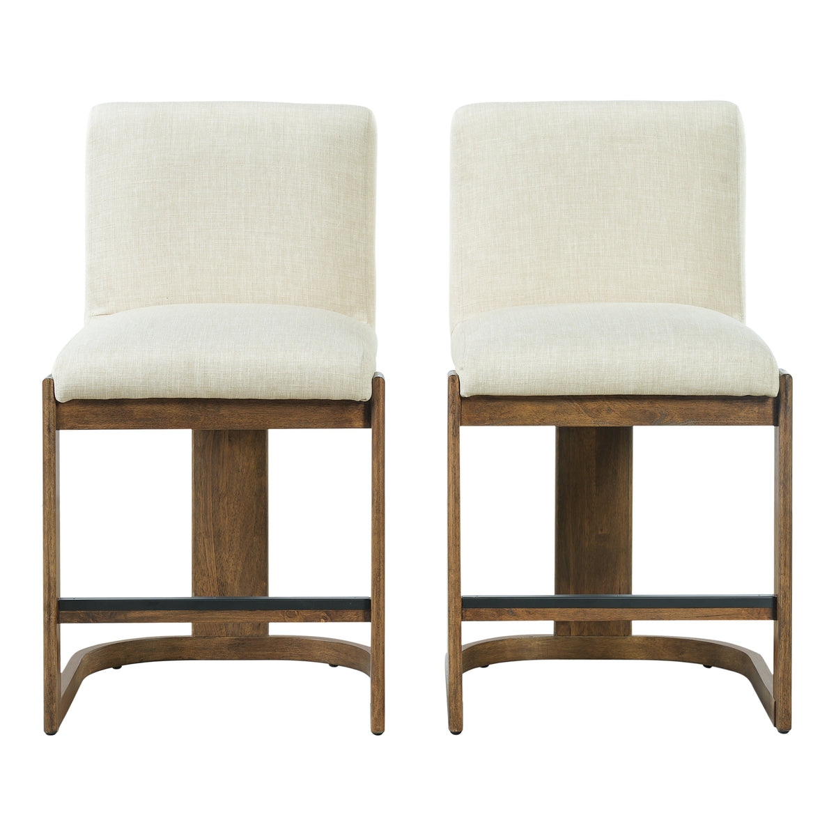Modern Bar Stools Set of 2, 24" Solid Wood Counter Height Barstools, photo 2 of 9