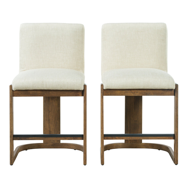 Modern Bar Stools Set of 2, 24" Solid Wood Counter Height Barstools, photo 2 of 9