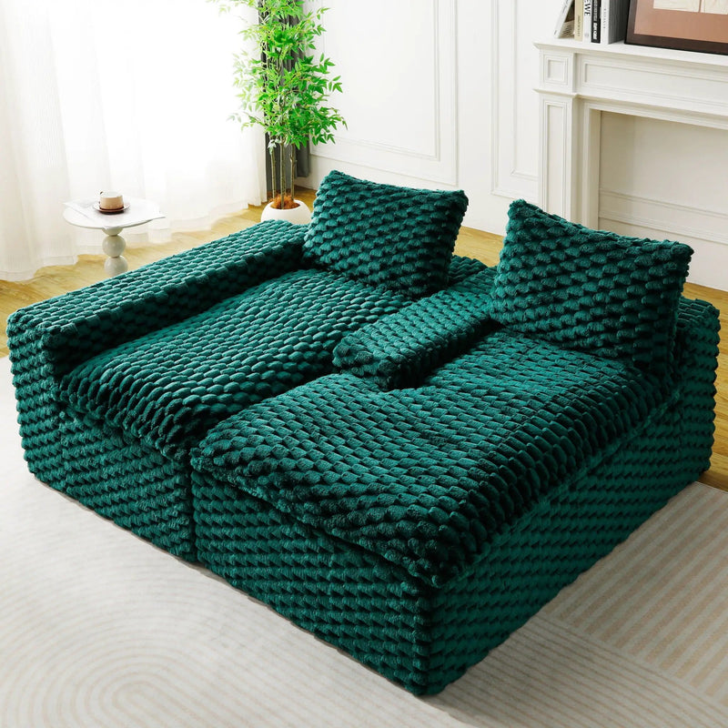 Modular Sofa, Convertible Twin Seat With Chaise Lounge by Unique Piece Furniture