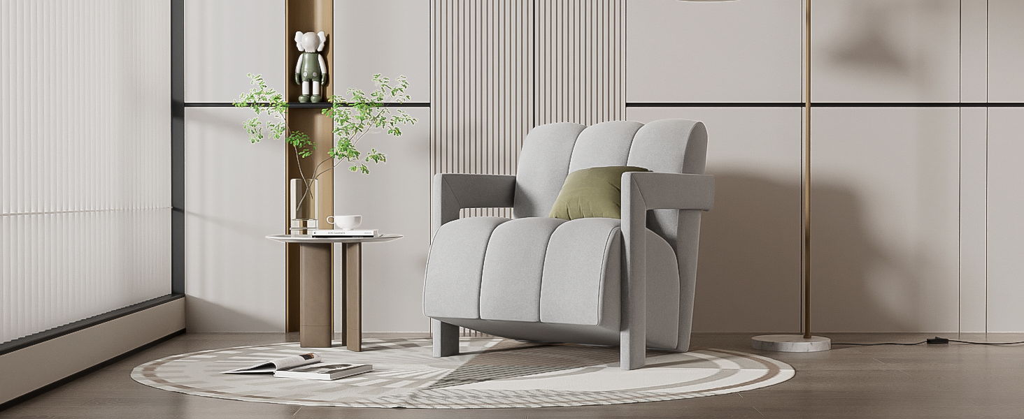Modern Minimalist Leisure Armchair With L Shaped Armrests by HouseOfZazla