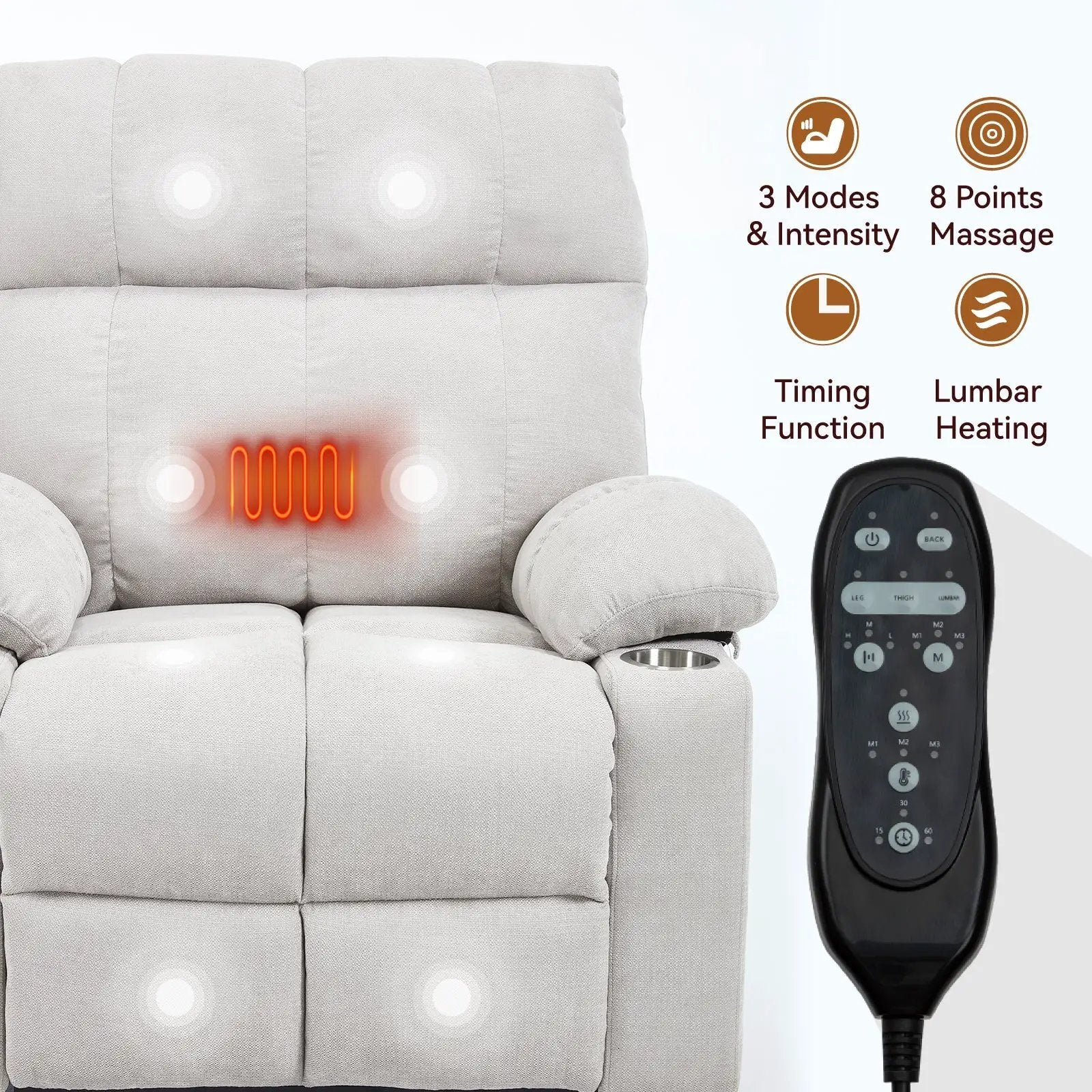 Beige Dual Motor Infinite Position Power Lift Recliner Chair by HouseOfZazla