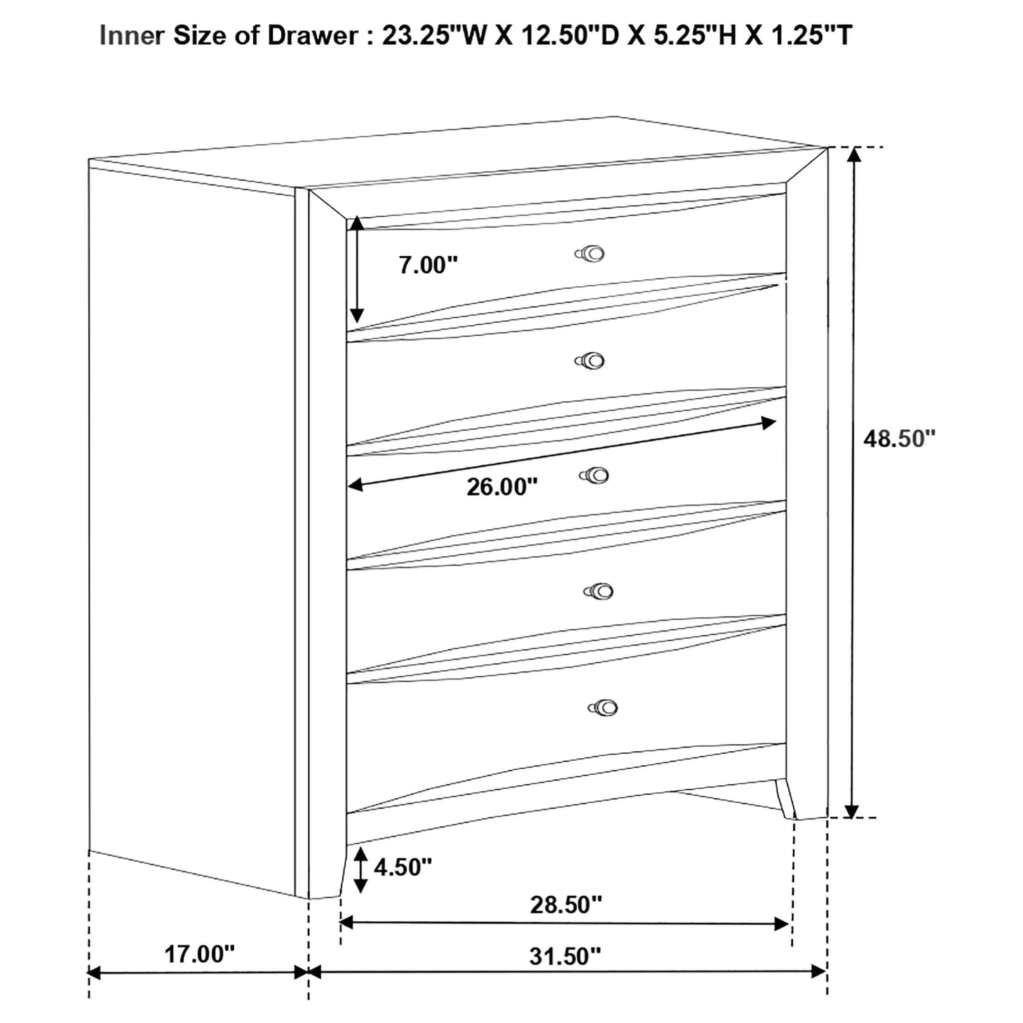 Briana 5-drawer Bedroom Chest Black by Unique Piece Furniture