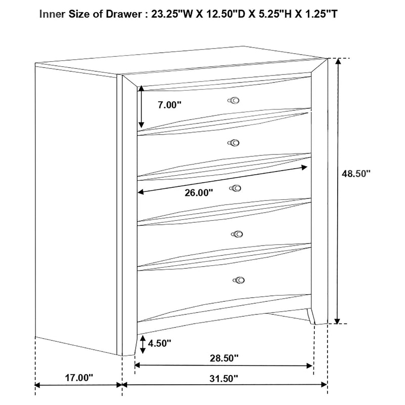 Briana 5-drawer Bedroom Chest Black by Unique Piece Furniture