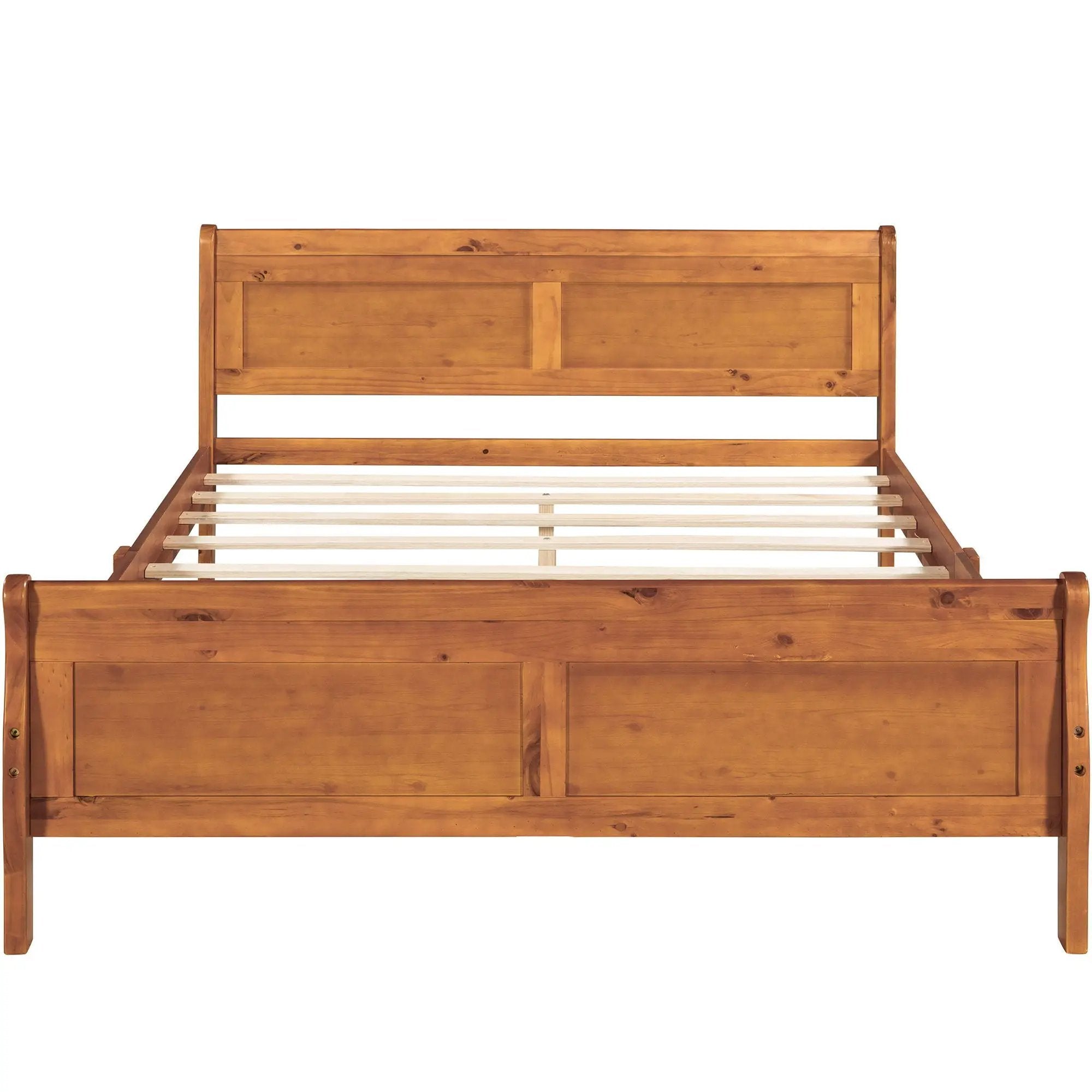 Platform Bed Frame Mattress Foundation Sleigh Bed With Headboard / Footboard / Wood Slat Suppor by HouseOfZazla