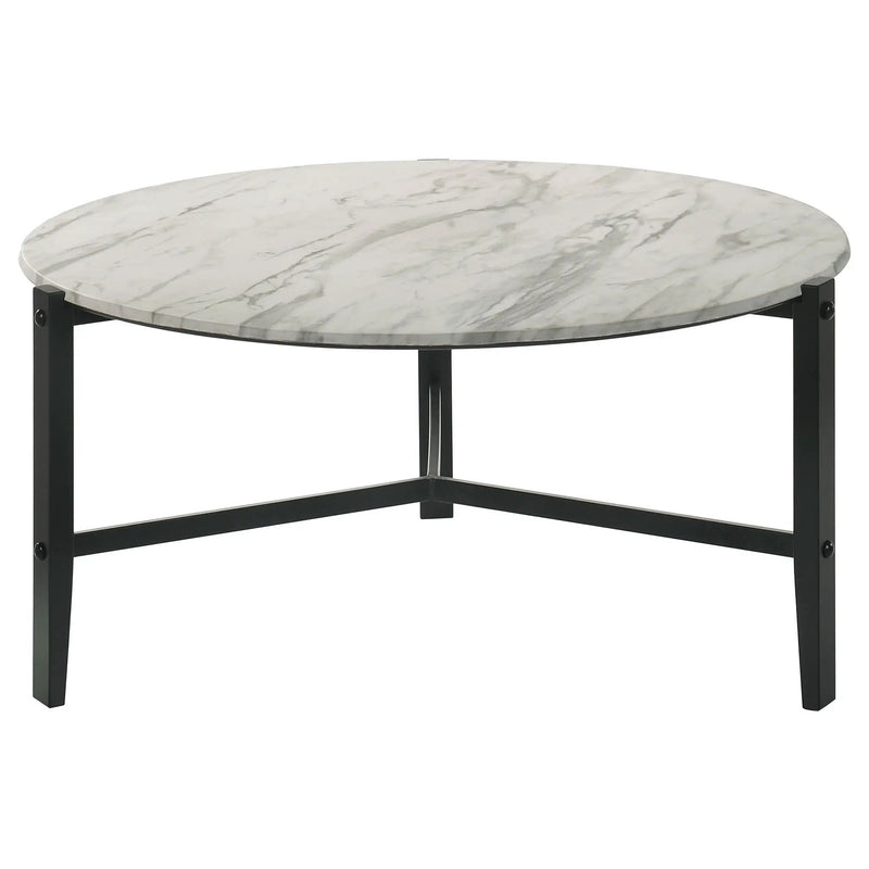 Tandi - Round Marble Coffee Table - White by HouseOfZazla