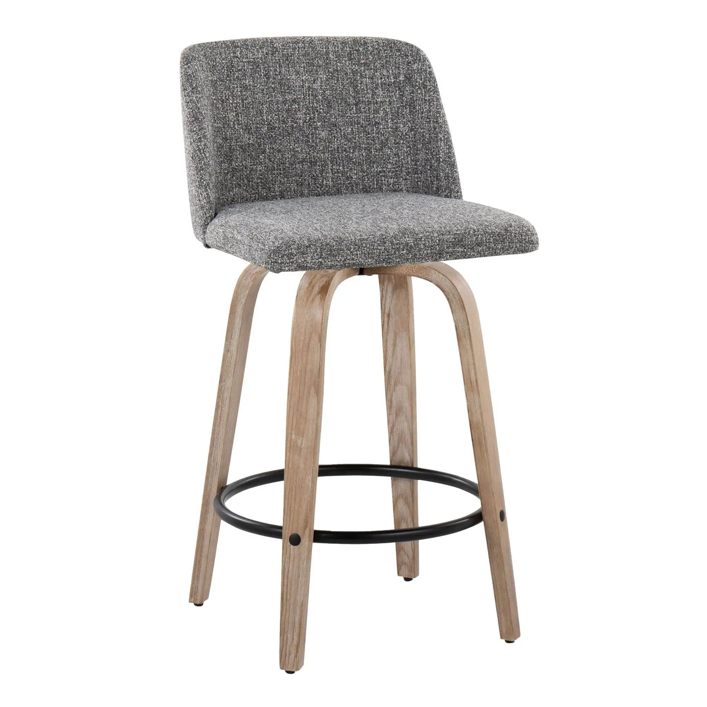 Toriano - Contemporary Fixed-Height Counter Stool & Swivel With Round Footrest (Set of 2) by HouseOfZazla