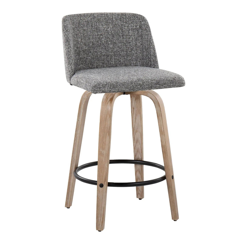 Toriano - Contemporary Fixed-Height Counter Stool & Swivel With Round Footrest (Set of 2) by HouseOfZazla