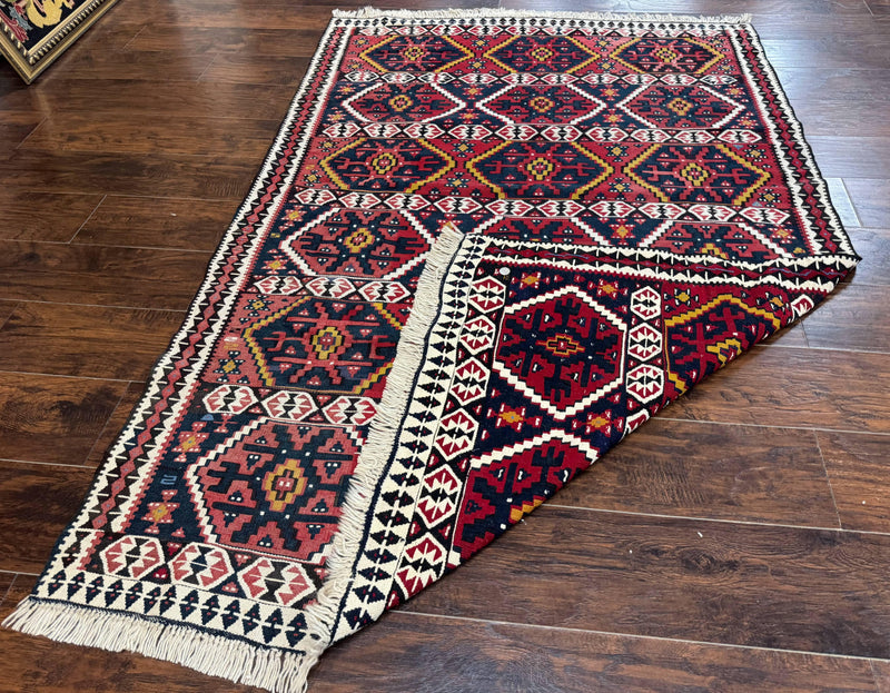 Caucasian Kilim Rug 5x7, Vintage Russian Flatweave Kilim Carpet, Tribal Bohemian Kilim Rug by Jewel Rugs