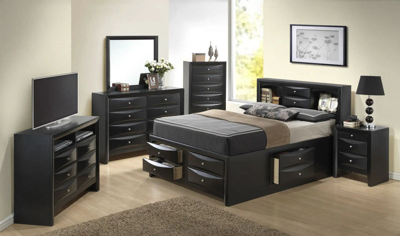 Modern Design Storage Bed With Bookcase Headboard by Unique Piece Furniture