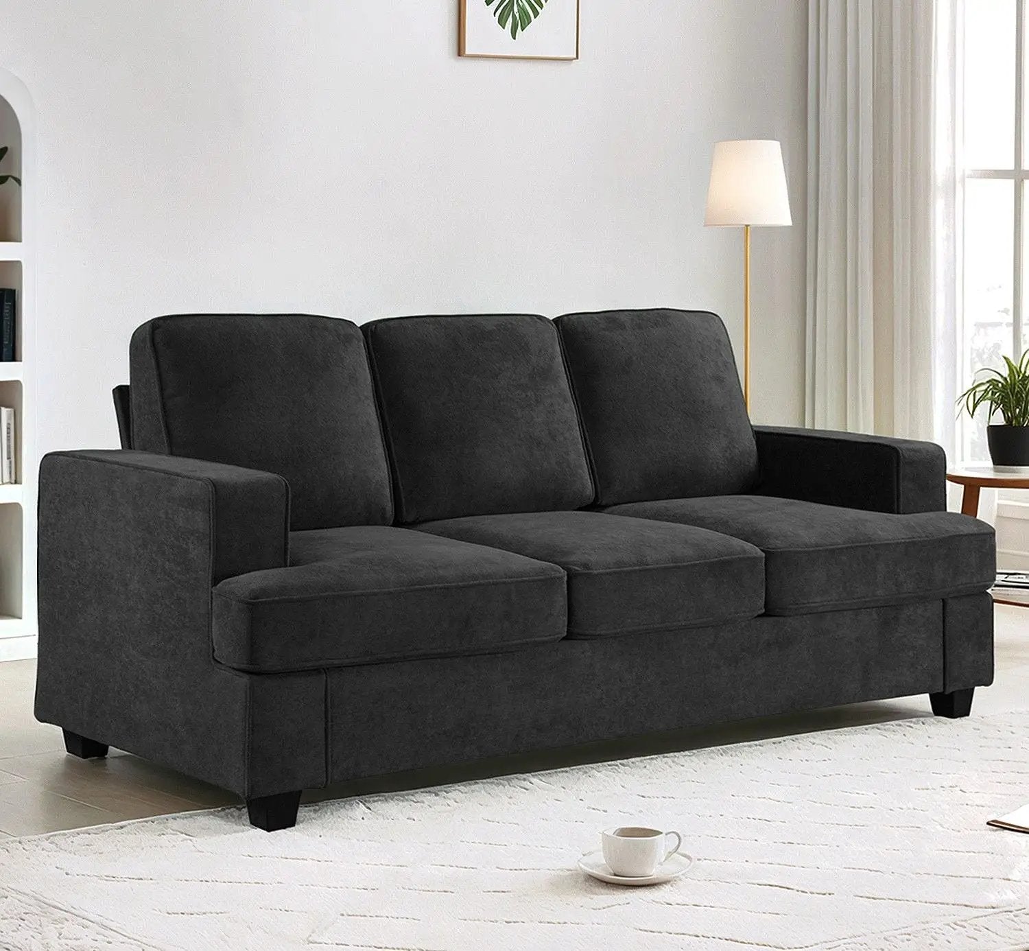 Modern Sofa, Comfortable 3 Seater Couch With Deep Seating, Loose Back Cushions, Wide Arms by Unique Piece Furniture