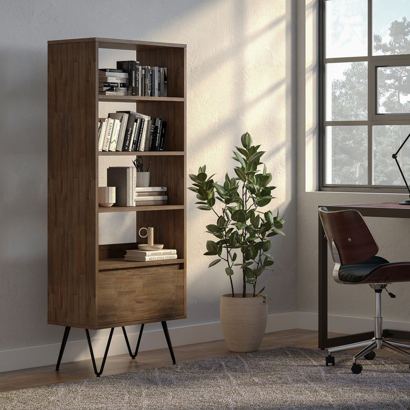 Chase - Tall Bookcase - Rustic Natural Aged Brown by HouseOfZazla
