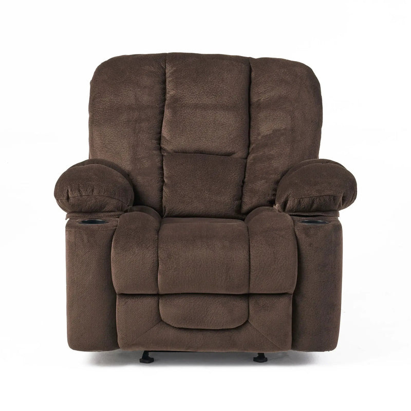 Luxurious Manual Recliner Chair With Skin-Friendly Fabric And Dual Cup Holders by Unique Piece Furniture