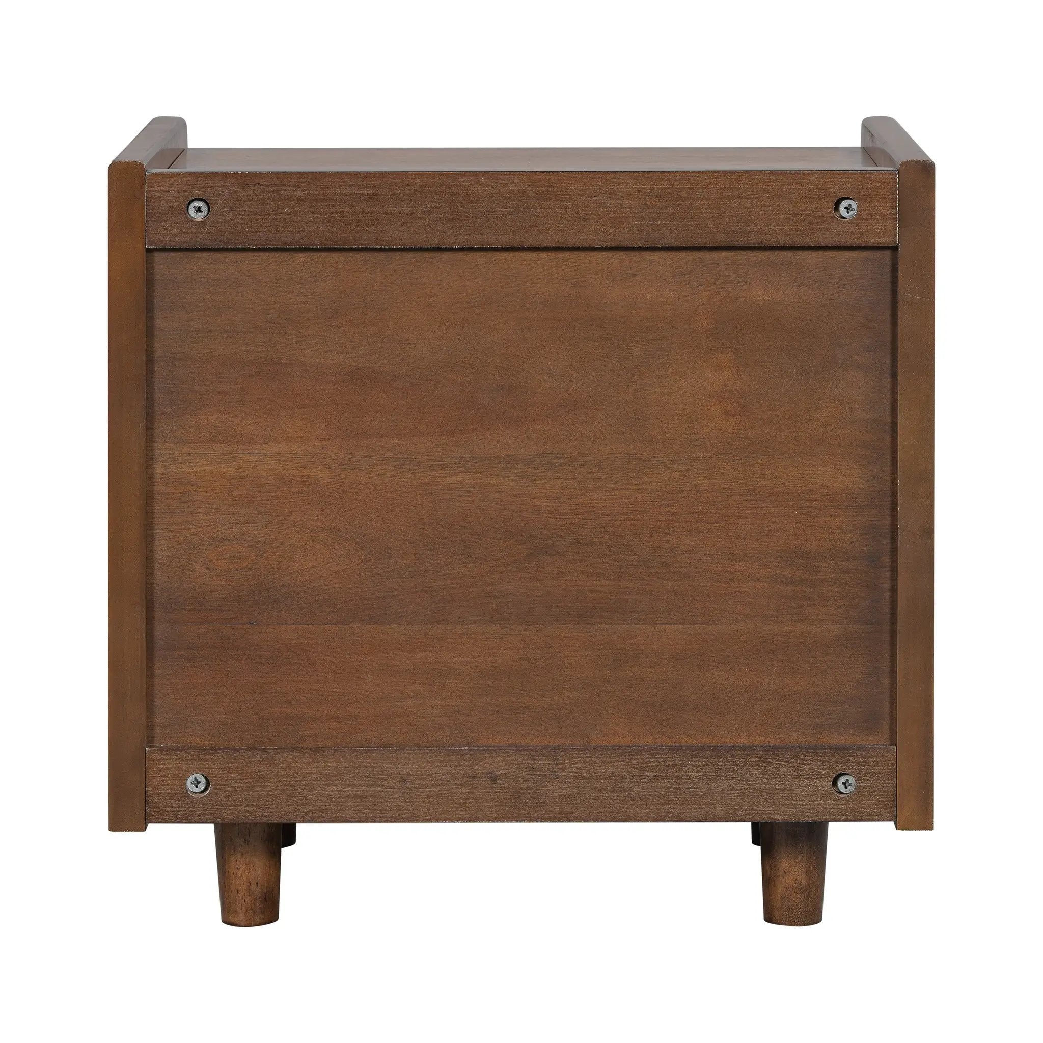 Walnut Nightstand with Rattan Detail, MDF + Solid Wood by HouseOfZazla