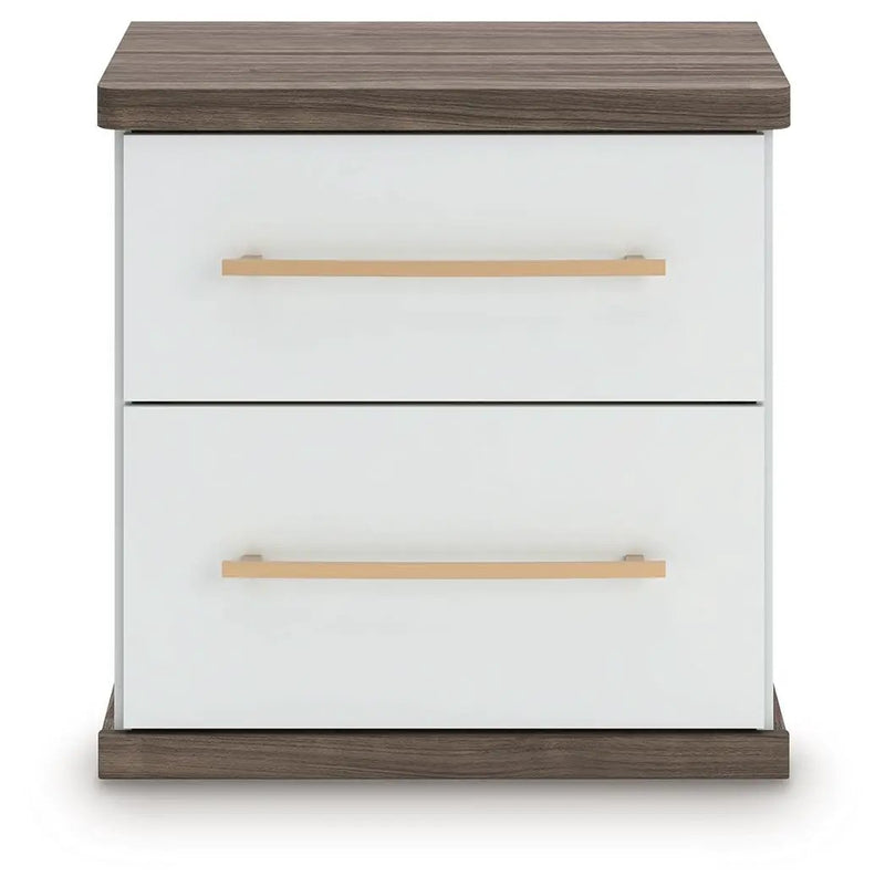 Kendanport - Two Drawer Night Stand - Brown / White by Unique Piece Furniture