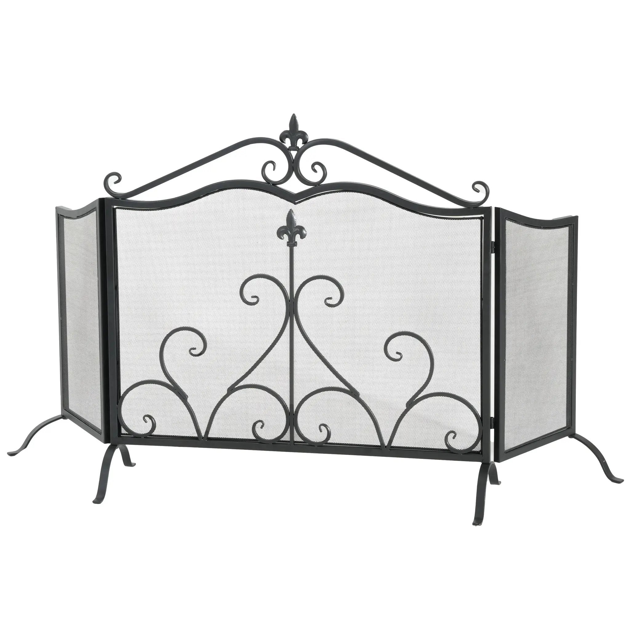 Onyx 3-Panel Iron Fireplace Screen 54" x 31.5" by HouseOfZazla