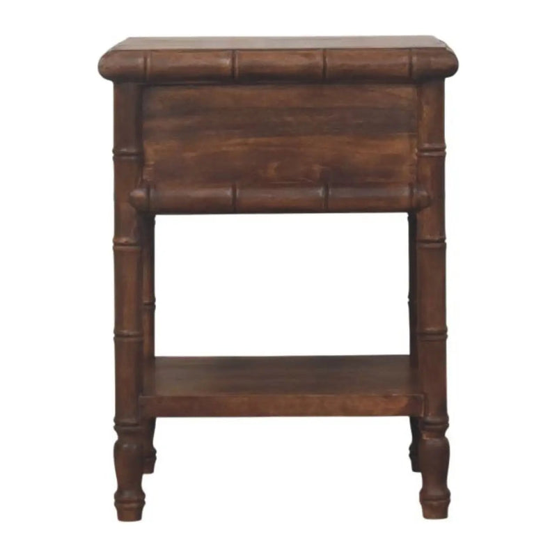 Solid Wood Bamboo Carved Bedside Table by HouseOfZazla