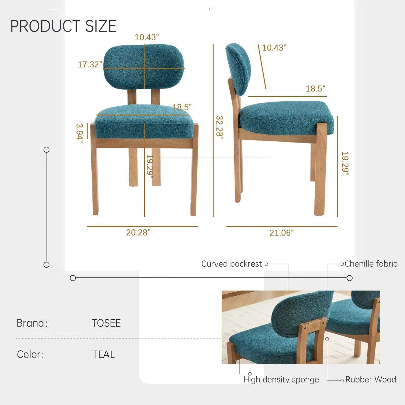 Dining Chairs With Ergonomic Backrest And Adjustable Feet (Set of 2) by HouseOfZazla