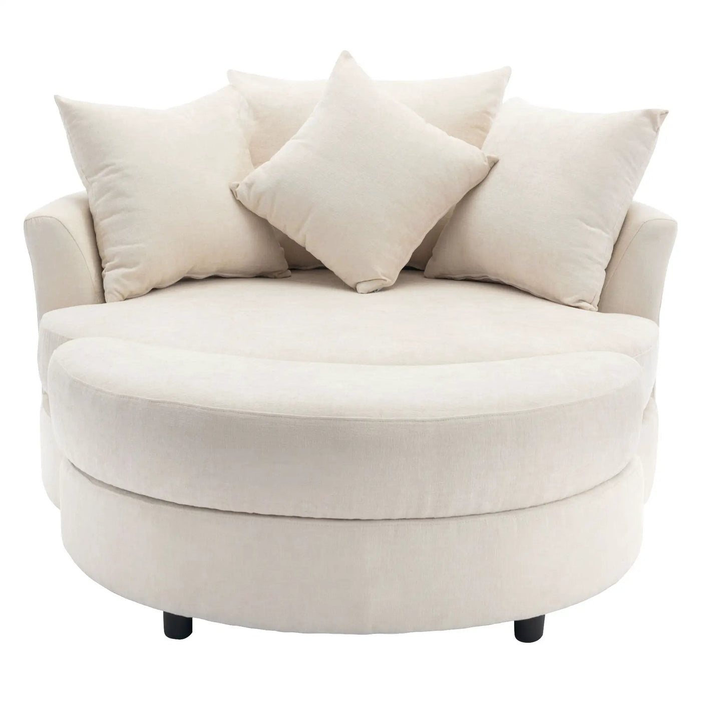 360° Swivel Accent Barrel Chair With Storage Ottoman & 4 Pillows, Modern Leisure Chair Round Accent For Living Room by HouseOfZazla