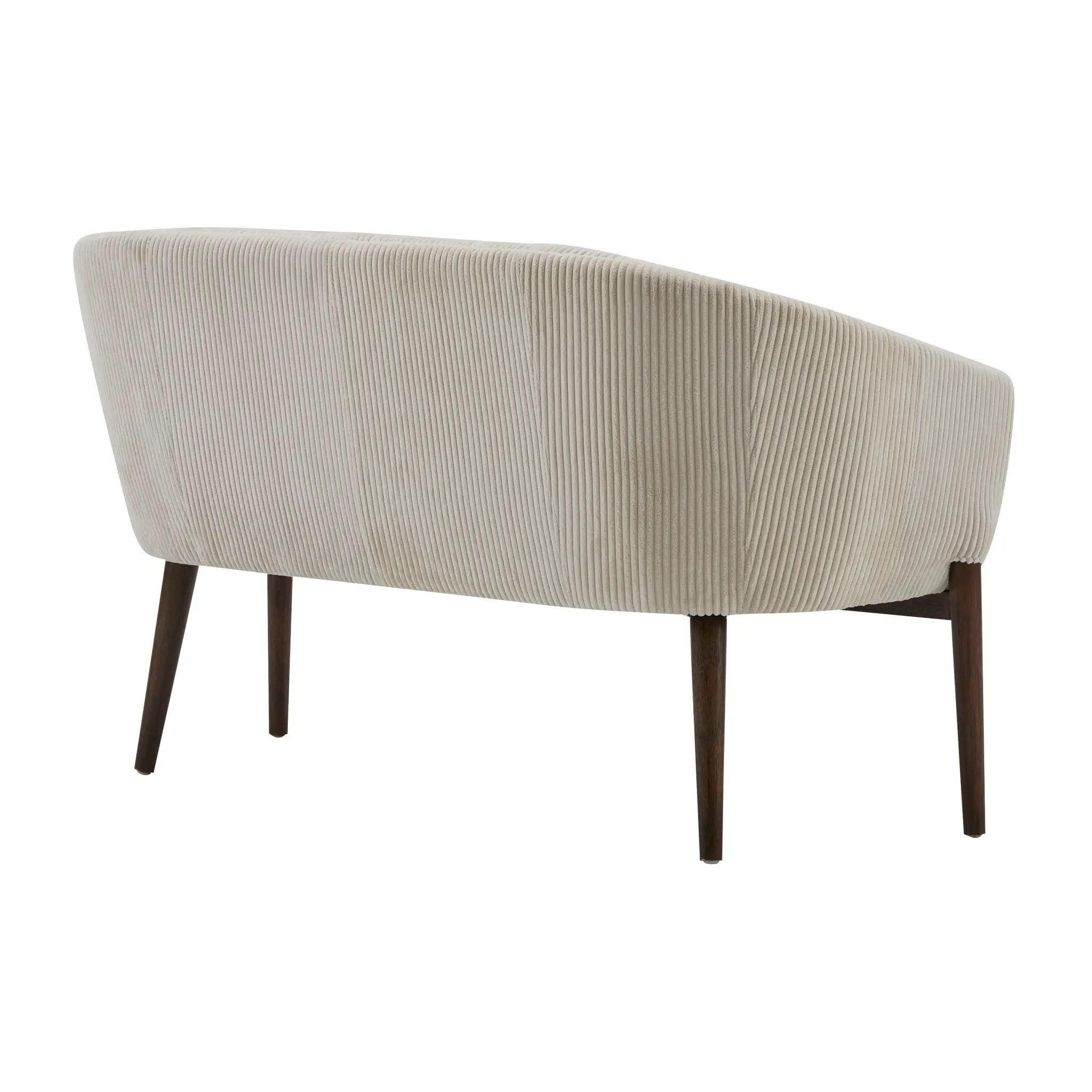 Corduroy Recessed Arm Loveseat (Beige + Walnut) by HouseOfZazla