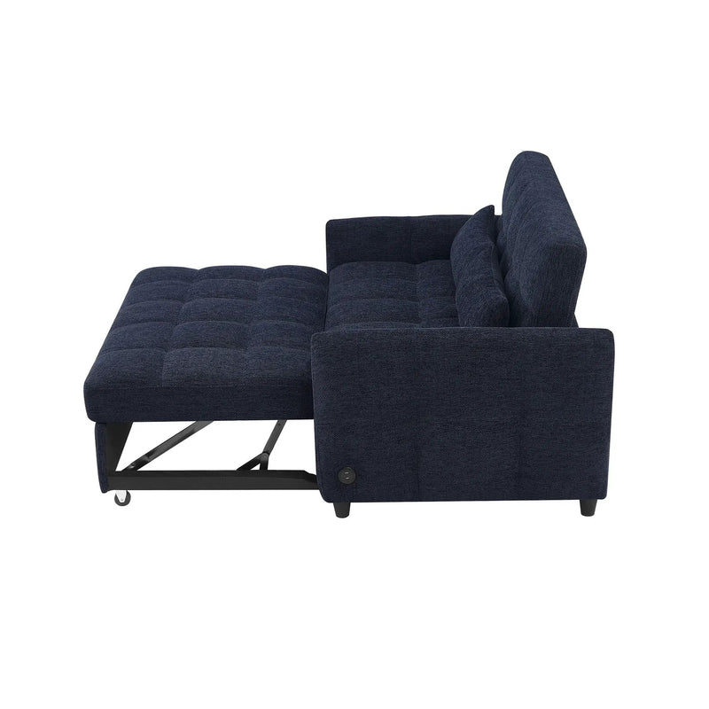 Loveseat Sofa Pull-Out Bed With Adjustable Backrest, 3 USB Ports And 2 Lumbar Pillows For Living Room by HouseOfZazla