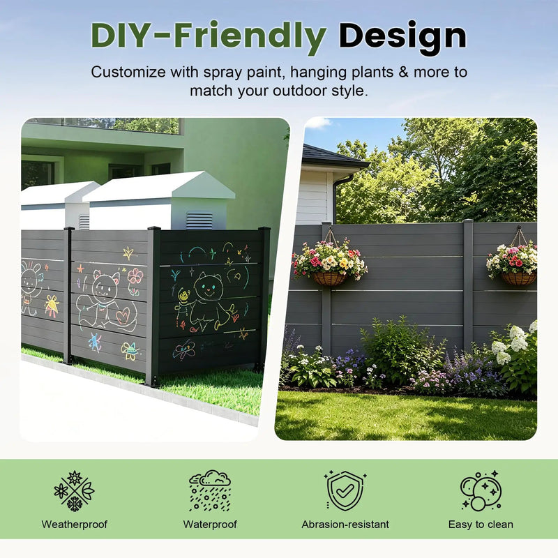 50" W x 49" H Outdoor Privacy Screen with Aluminum Posts, 4 Panels, Dark by HouseOfZazla