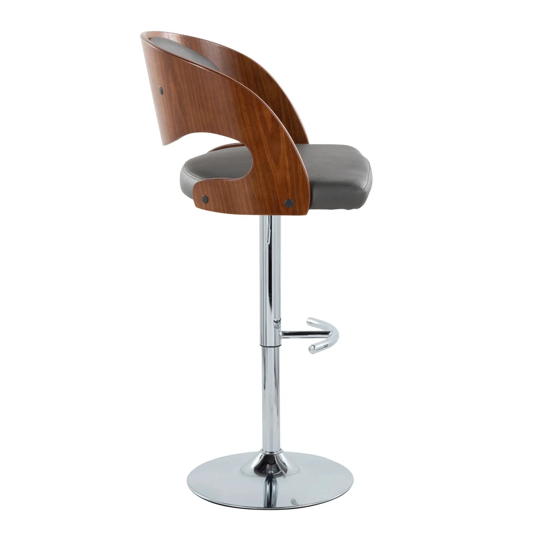 Pino - Mid Century Modern Adjustable Barstool & Swivel With Rounded T Footrest (Set of 2) by Unique Piece Furniture