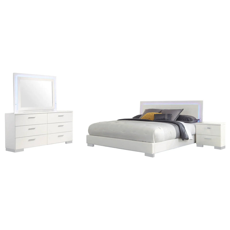 Felicity 4-piece Queen Bedroom Set White High Gloss by Unique Piece Furniture