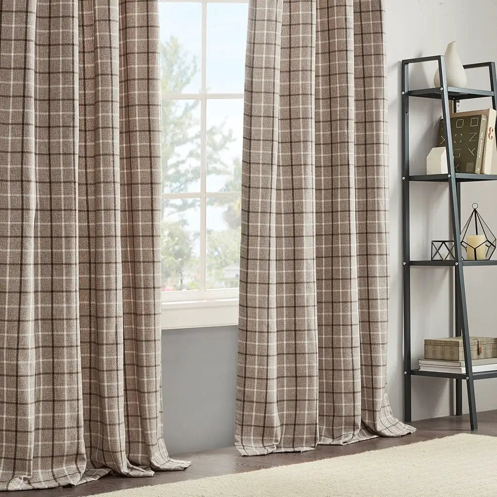 Plaid Rod Pocket and Back Tab Curtain Panel with Fleece Lining by HouseOfZazla