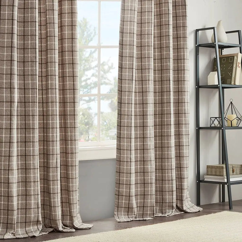 Plaid Rod Pocket and Back Tab Curtain Panel with Fleece Lining by HouseOfZazla