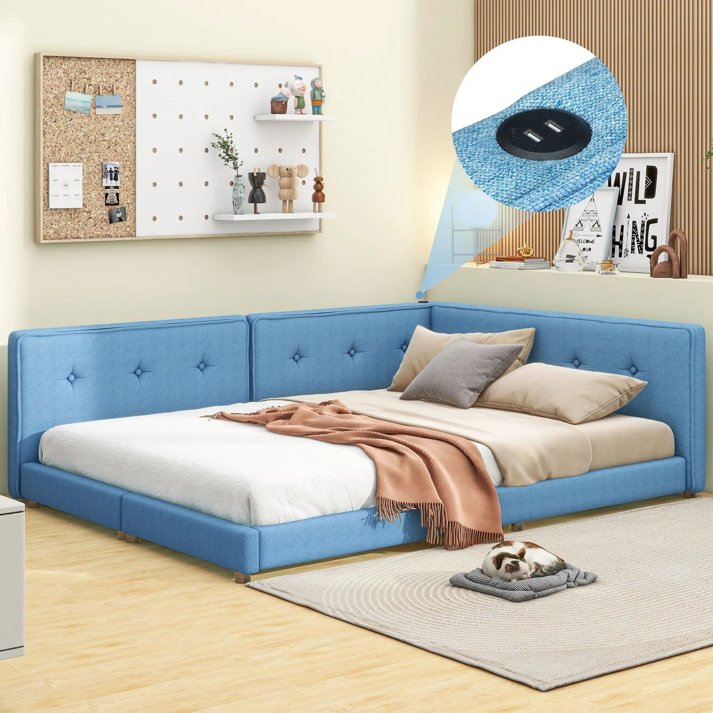 Modern Upholstered Platform Bed With USB Ports And LED Belt by HouseOfZazla