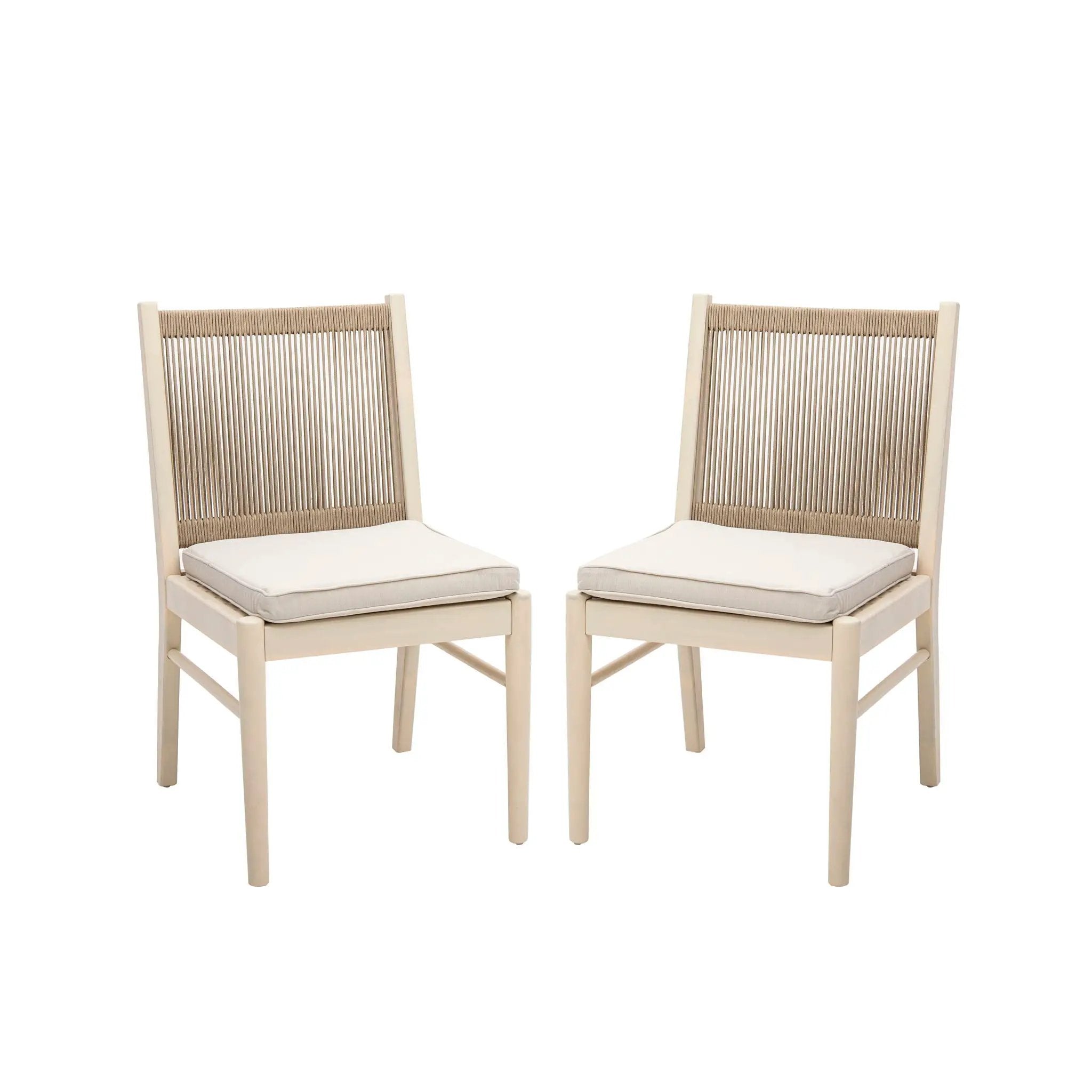 Cordoba - Dining Chair (Set of 2) With Acacia Wood Frame And Water Repellent Fabric - Beige / Yellow by HouseOfZazla