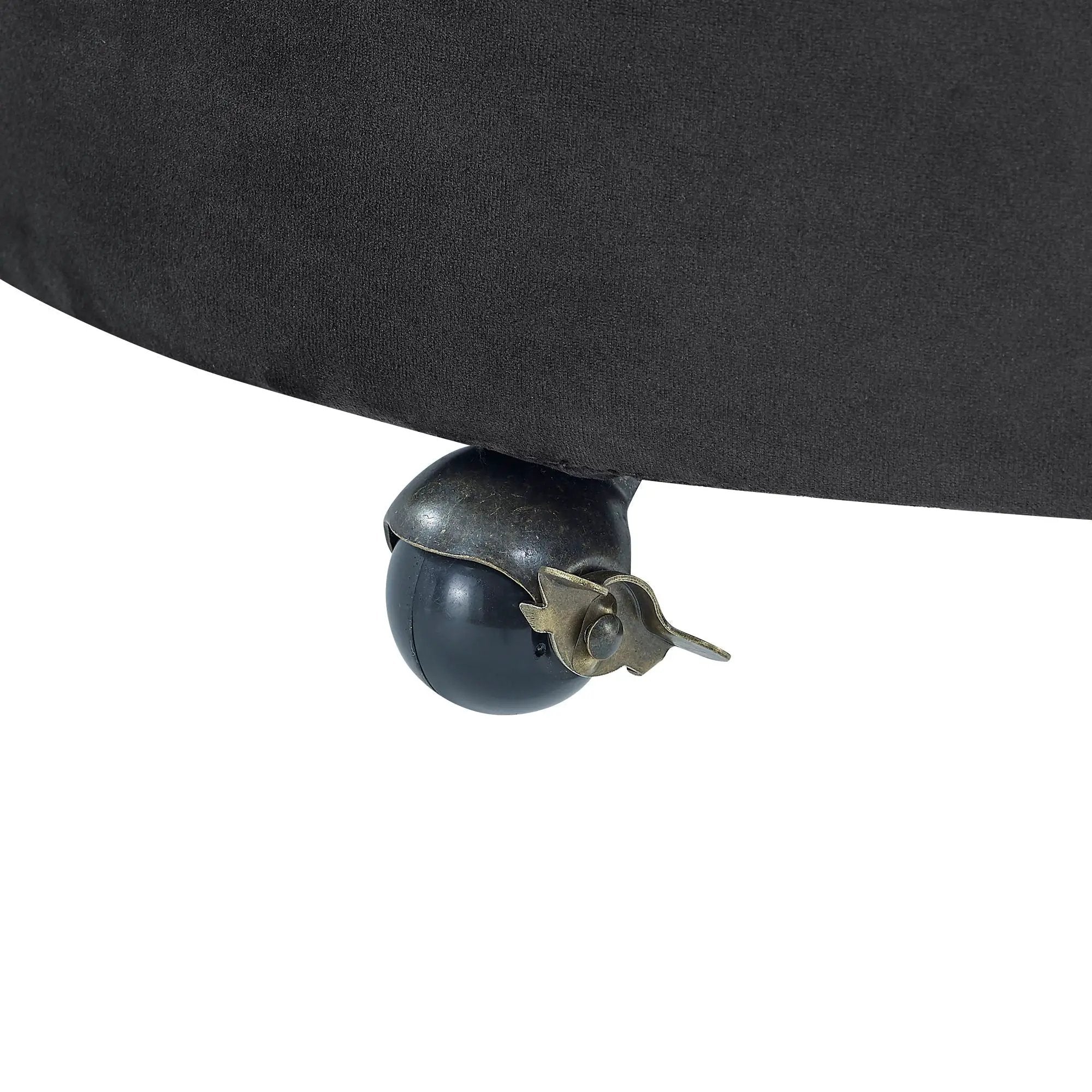 Modern Upholstered Swivel Chair With Button Tufted Design And Movable Wheels by HouseOfZazla