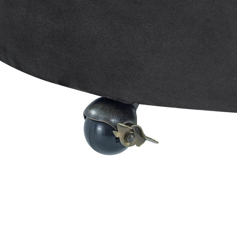 Modern Upholstered Swivel Chair With Button Tufted Design And Movable Wheels by HouseOfZazla