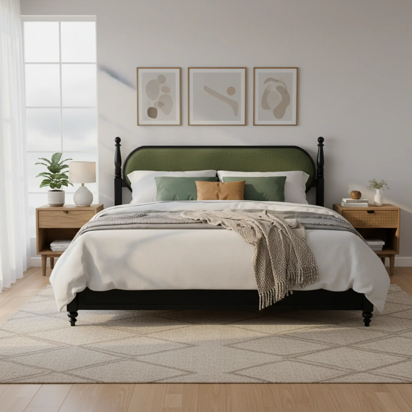 King Bed Frame, Solid Wood Platform with Slats, Modern by HouseOfZazla