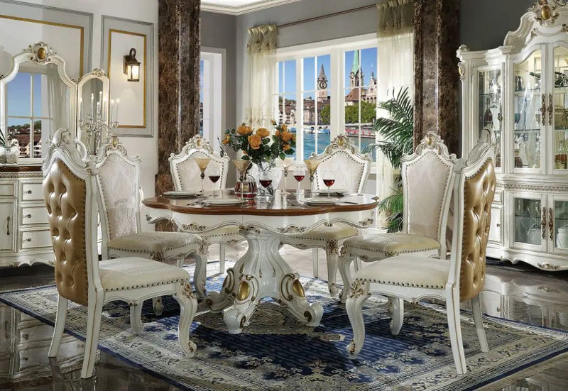 Picardy - Dining Table - Antique Pearl & Cherry Oak by Unique Piece Furniture