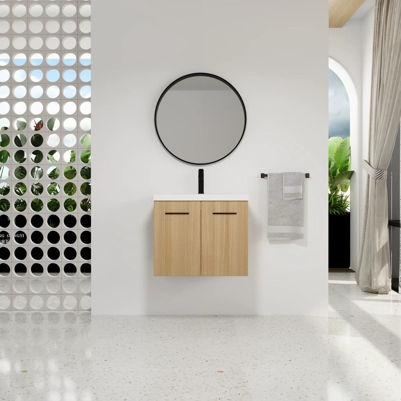 Floating Bathroom Vanity With Sink, Wall Mounted Double Door Storage by HouseOfZazla