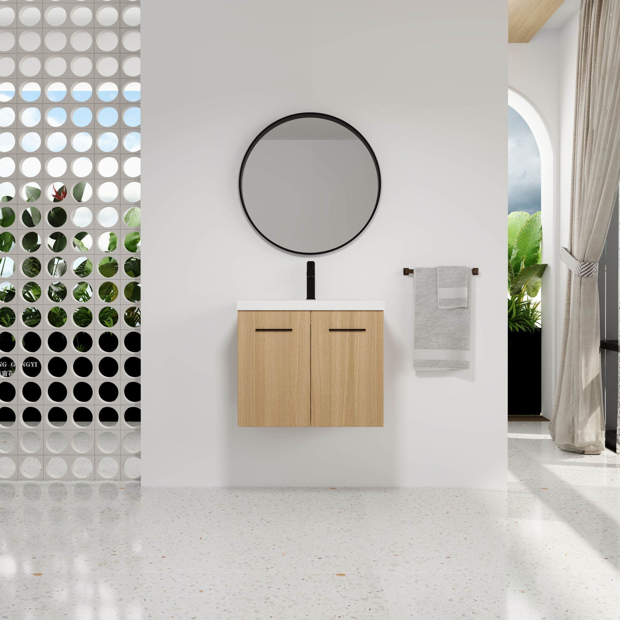 Floating Bathroom Vanity With Sink, Wall Mounted Double Door Storage by HouseOfZazla