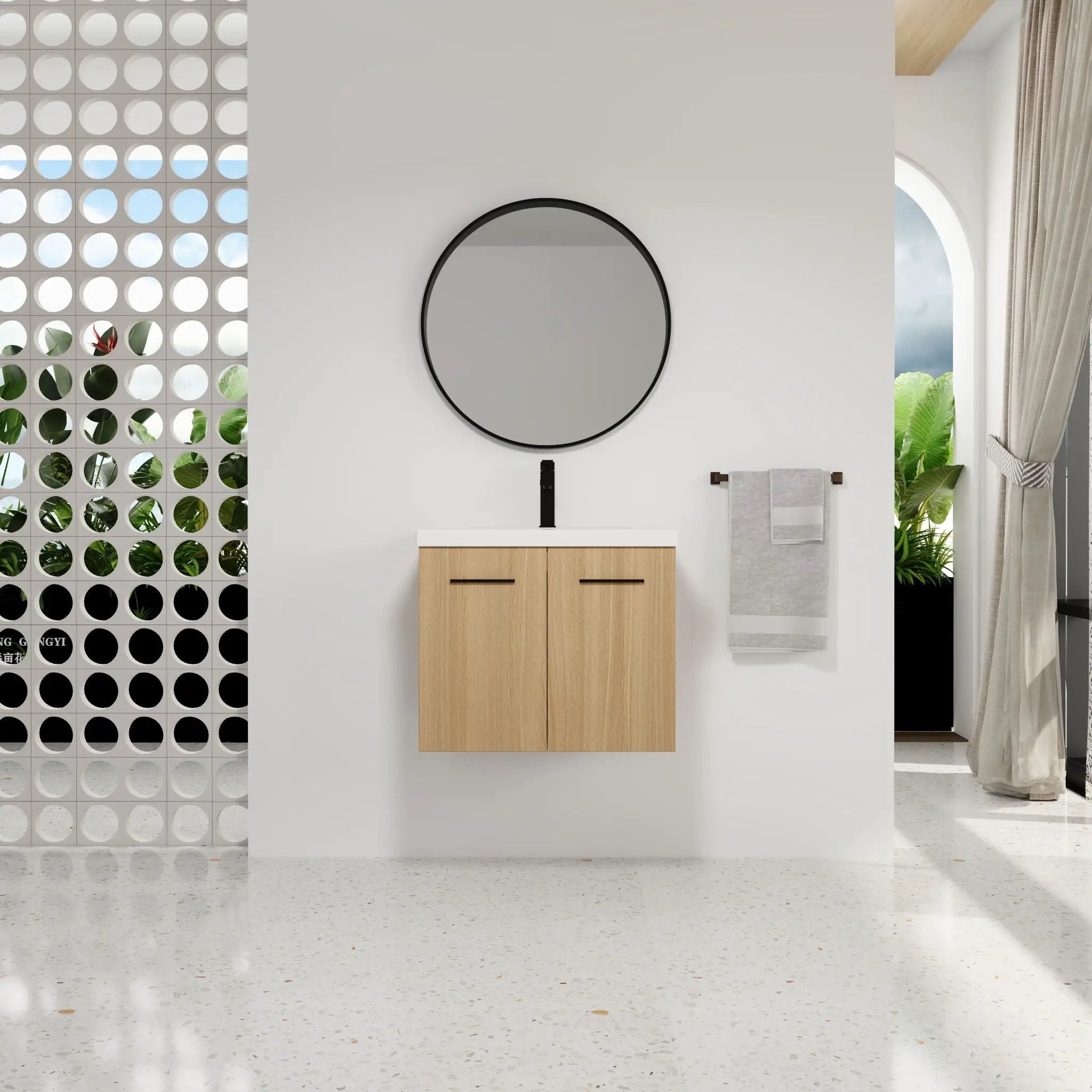 Floating Bathroom Vanity With Sink, Wall Mounted Double Door Storage by Unique Piece Furniture