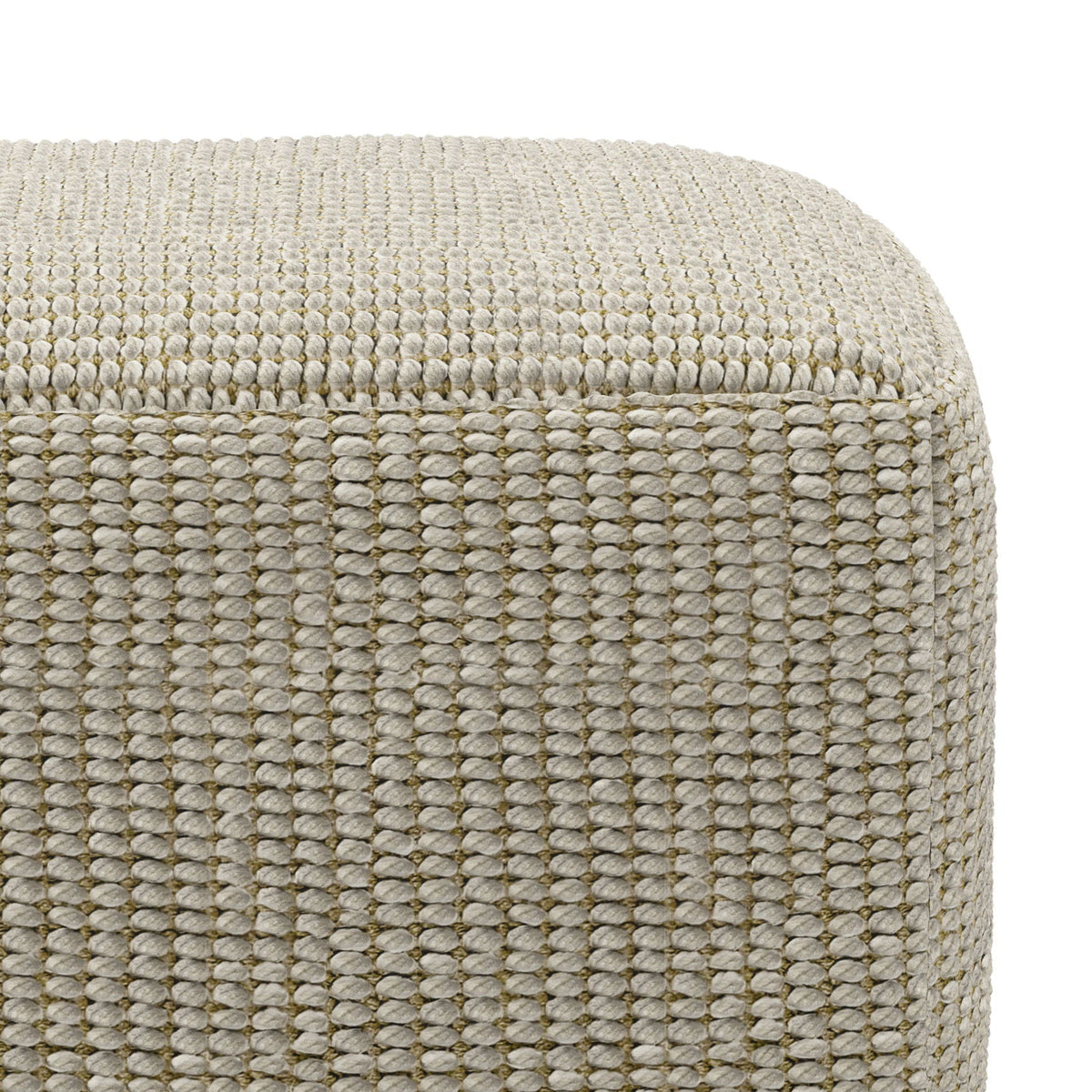 Square Woven Outdoor/Indoor Accent Pouf with Recycled PET - Cream/Natural, photo 3 of 7