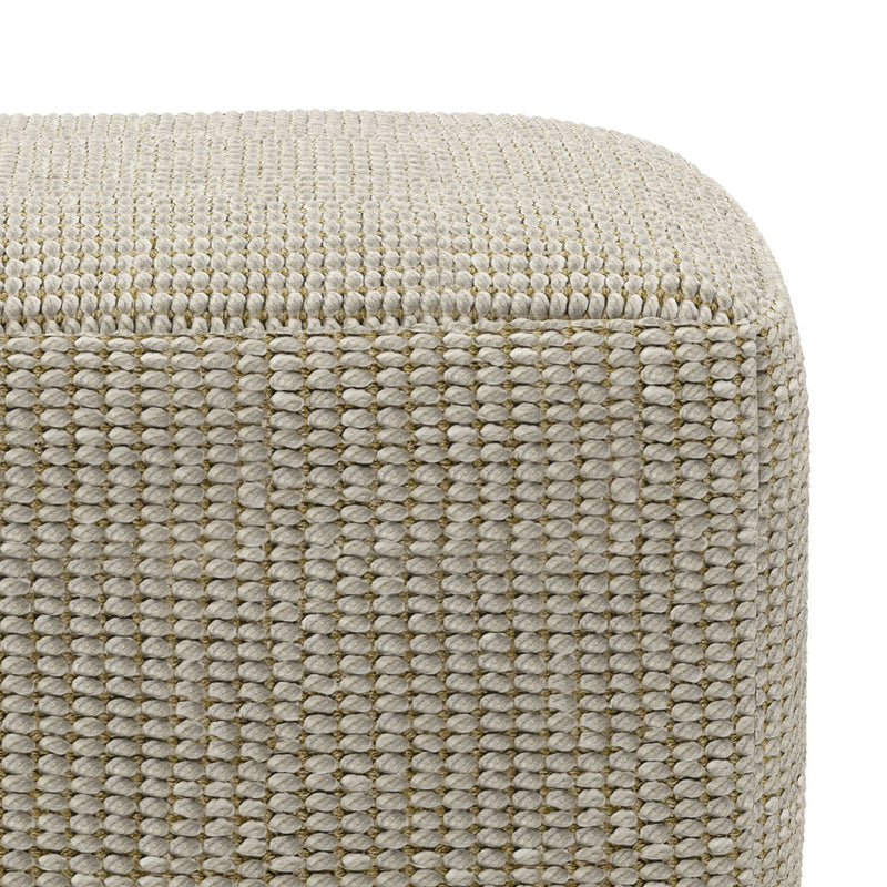 Square Woven Outdoor/Indoor Accent Pouf with Recycled PET - Cream/Natural, photo 3 of 7